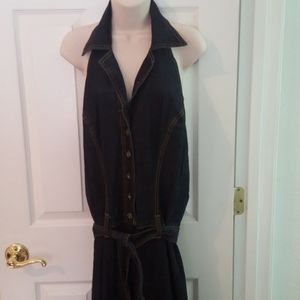 Denim backless pantsuit